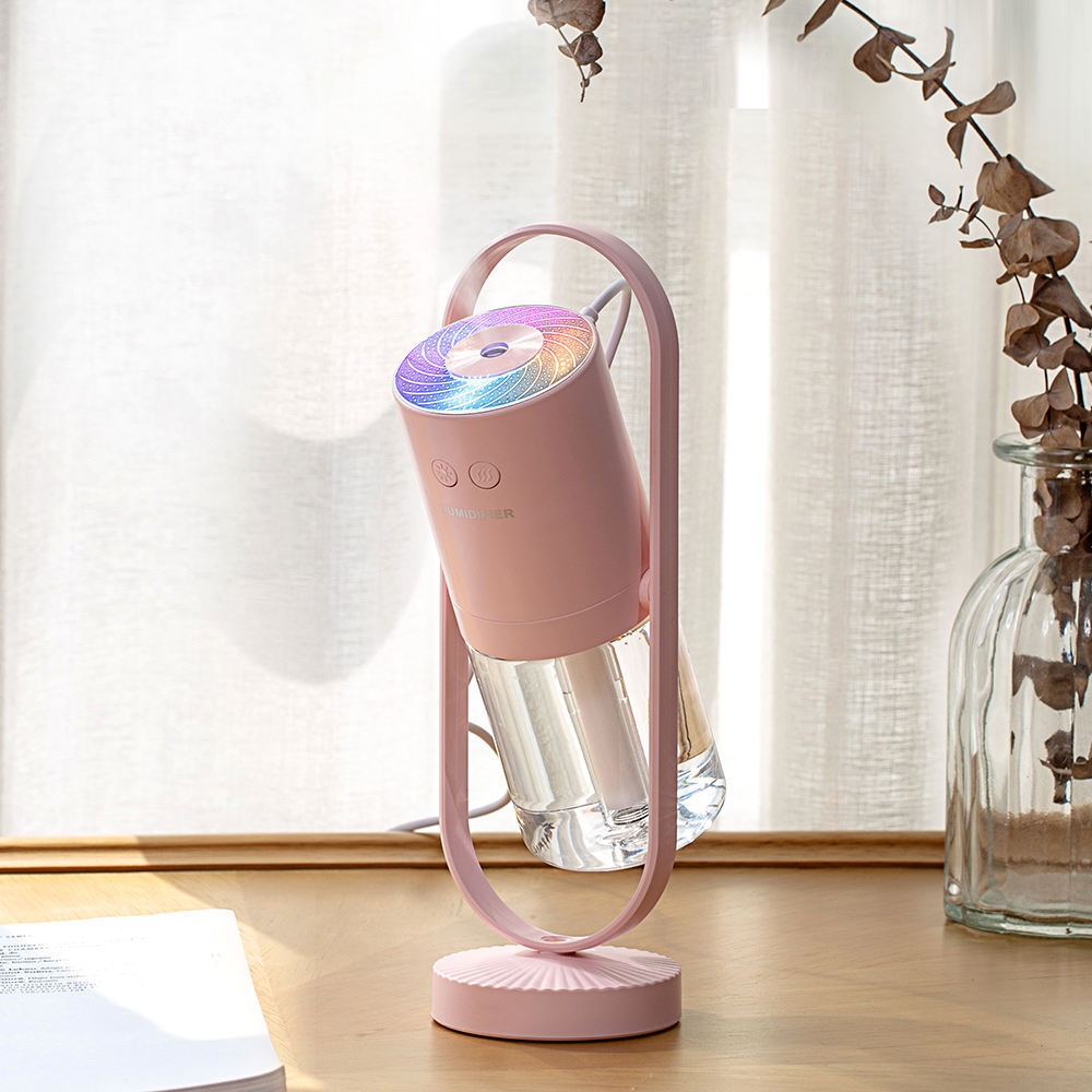 Humidificador portátil de luz colorida de 200 ml, recargable por USB, para coche.