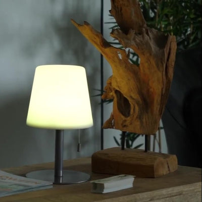 Lámpara de mesa decorativa LED para interiores con carga USB y pata corta