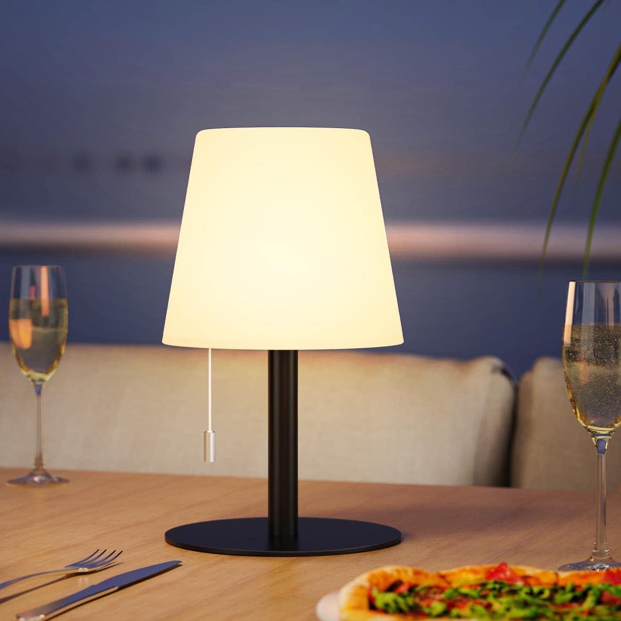 Lámpara de mesa decorativa LED para interiores con carga USB y pata corta
