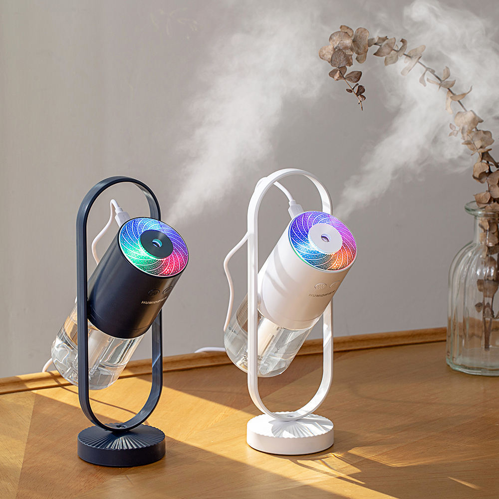 Humidificador portátil de luz colorida de 200 ml, recargable por USB, para coche.