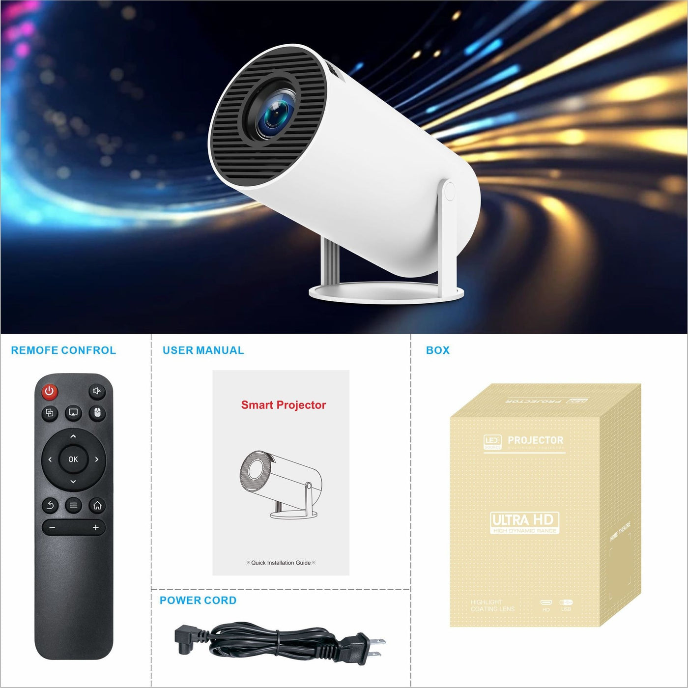 Proyector profesional HY300, proyector portátil pequeño para entretenimiento en casa y cine en casa